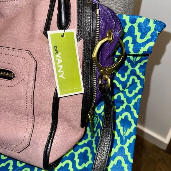New Oryany Pink, Black, and Purple purse Leather crossbody or shoulder roomy - Picture 6 of 10